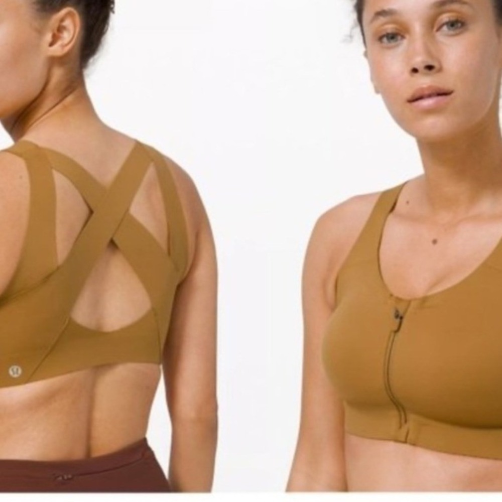 Lululemon Enlite Bra Zip‎ Front High Support Sports Bra Copper Brown 32D